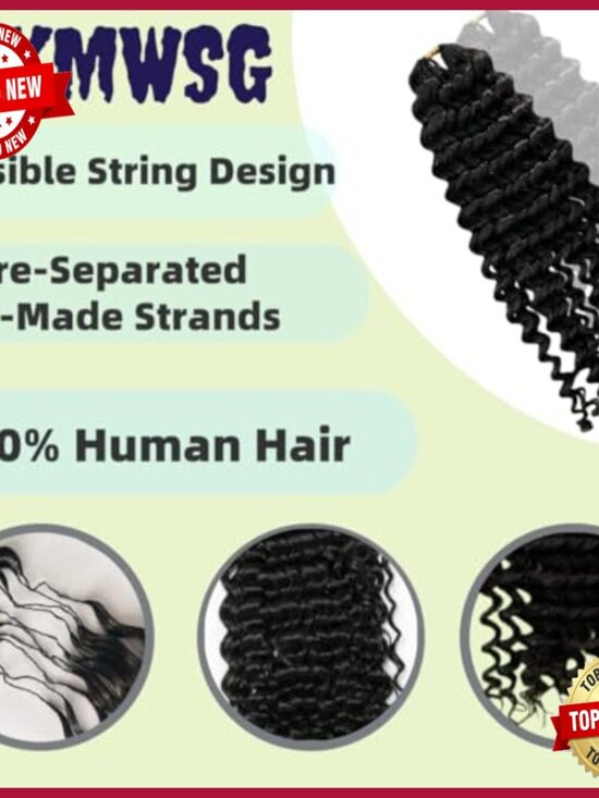 Knotless Pre-Separated Water Wave Human Hair Crochet Extensions 14 Inch